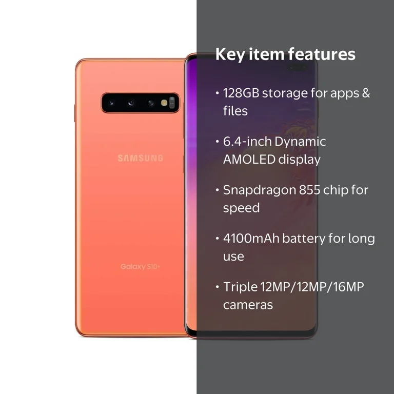 Open Box Fully Unlocked Samsung Galaxy S10 Plus 128GB (GSM+CDMA