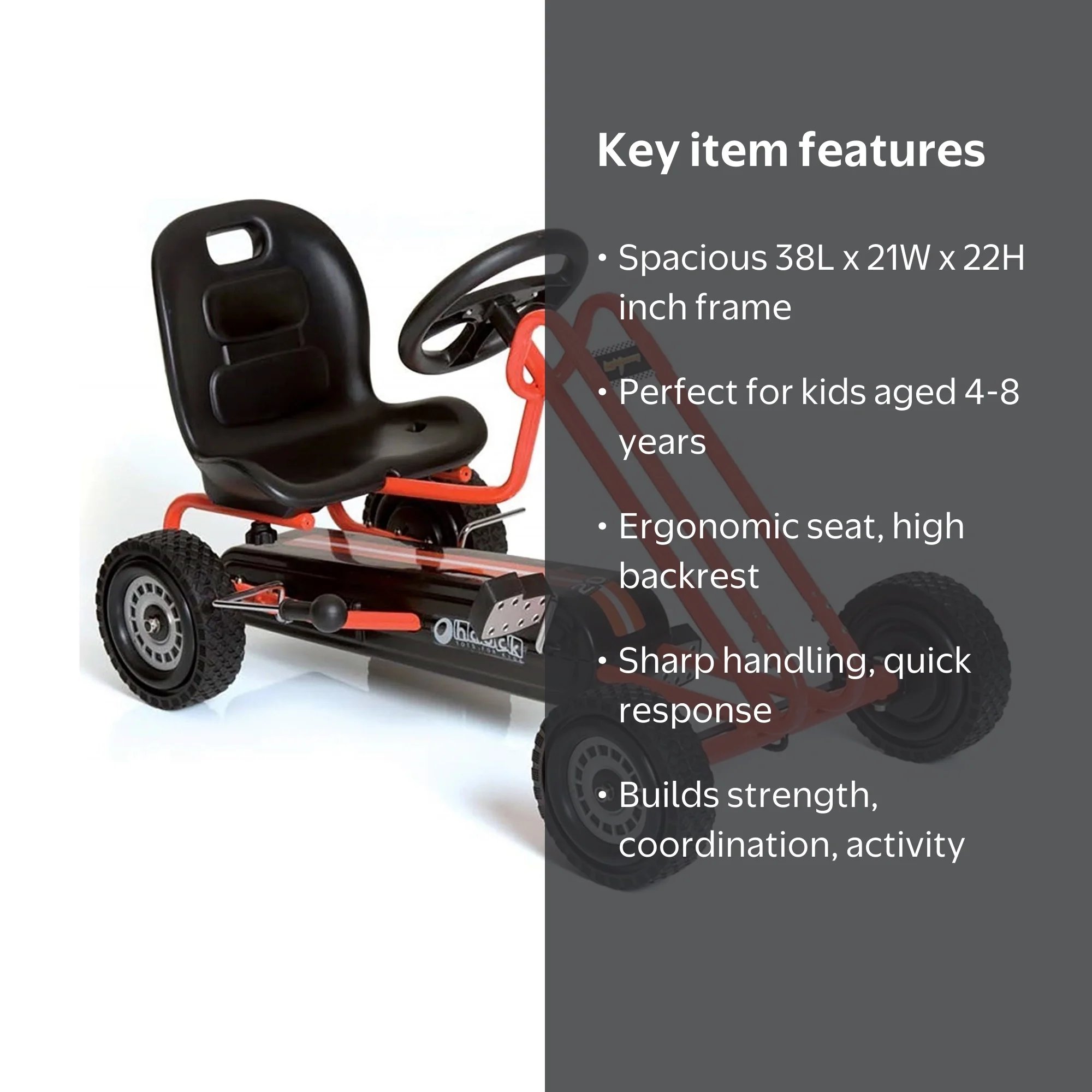 Hauck Lightning Ergonomic Go Kart, Kids Ride-On Car with