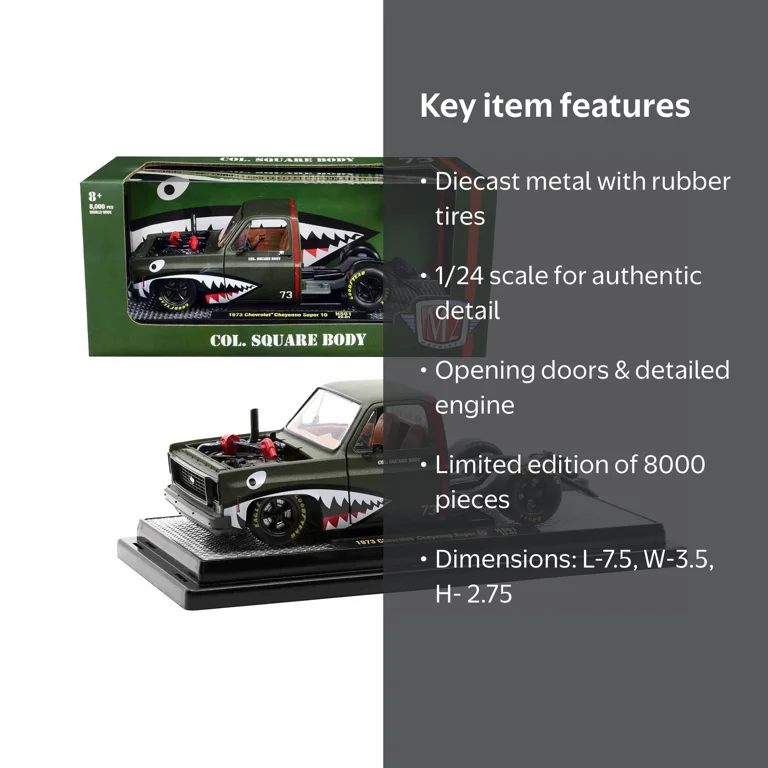 M2 Machines 1973 Chevy Cheyenne Super 10 Diecast, Bedless Truck