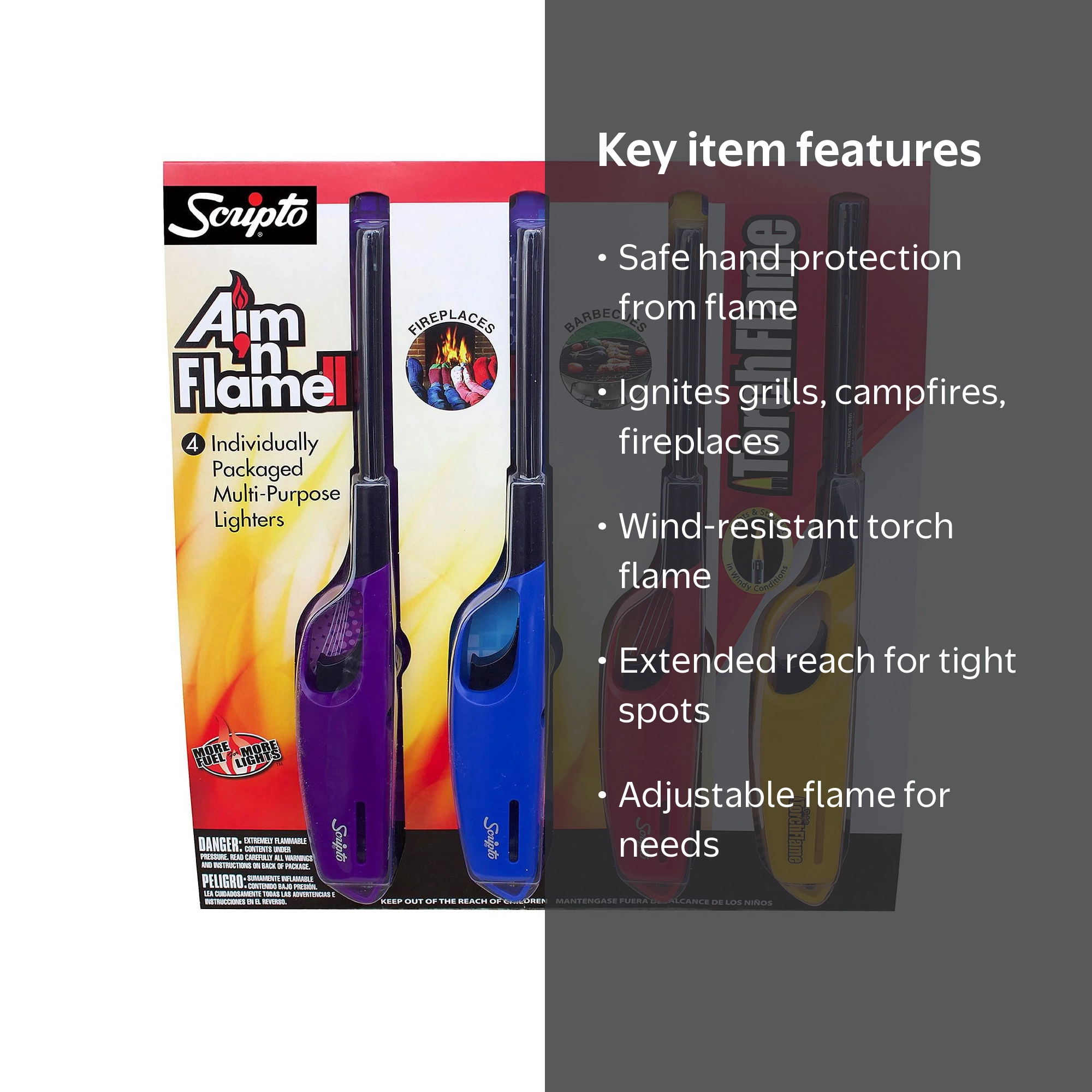 silicoco シリココ ４点セット Scripto Multi-Purpose 4-Pack Lighter, Flame Hand Adjustable