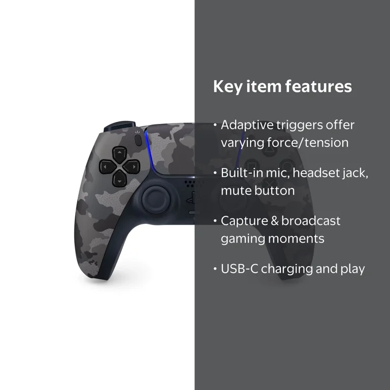 Sony PS5 DualSense Wireless Controller, Grey Camouflage - Walmart.com Sony PS5 DualSense Wireless Controller, Grey Camouflage - Walmart.com