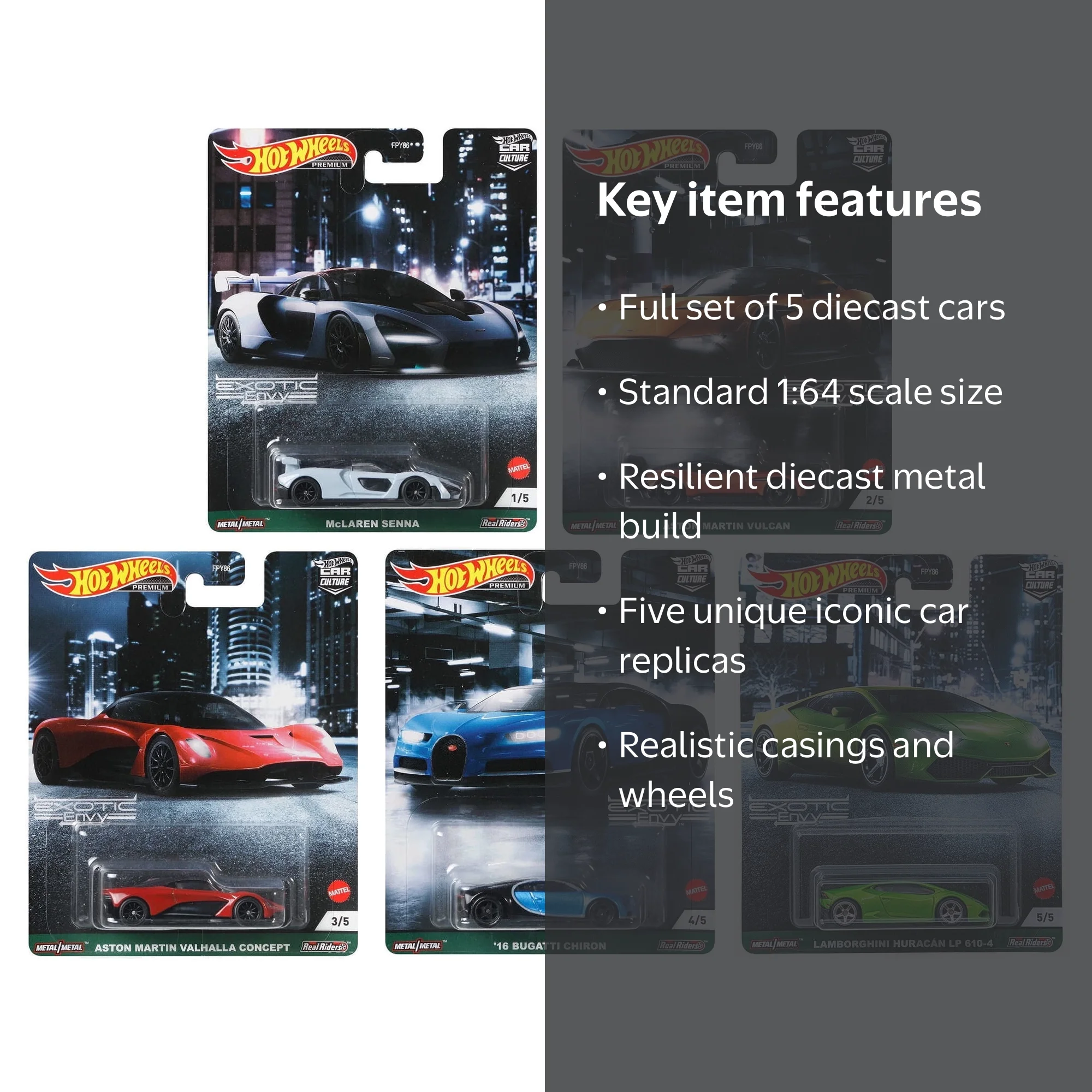 Hot Wheels Premium Car Culture 2021 - Exotic Envy - 957D Set of 5