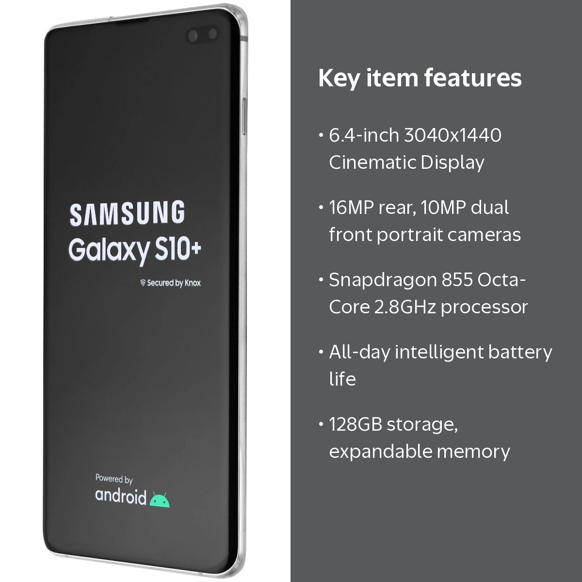 Samsung Galaxy S10+ (Plus) SM-G975U (Unlocked) - 128GB / Prism