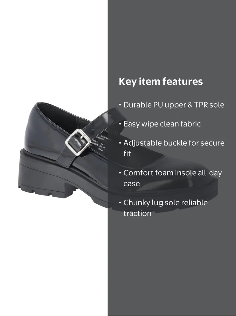 No Boundaries Women's Chunky Lug Sole Mary Jane Shoes - Walmart.com