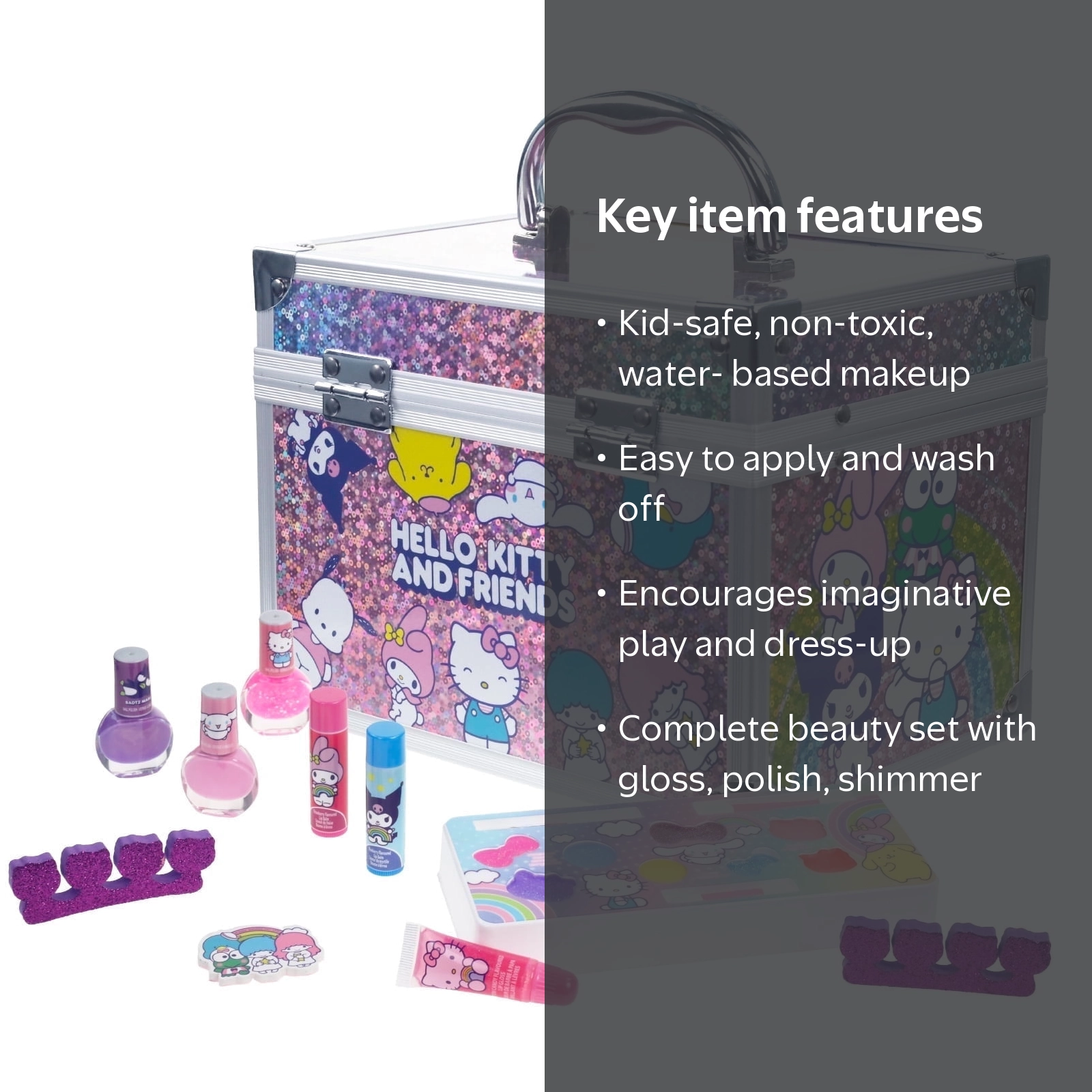 Townley Girl Hello Kitty and Friends Train Case Makeup Set