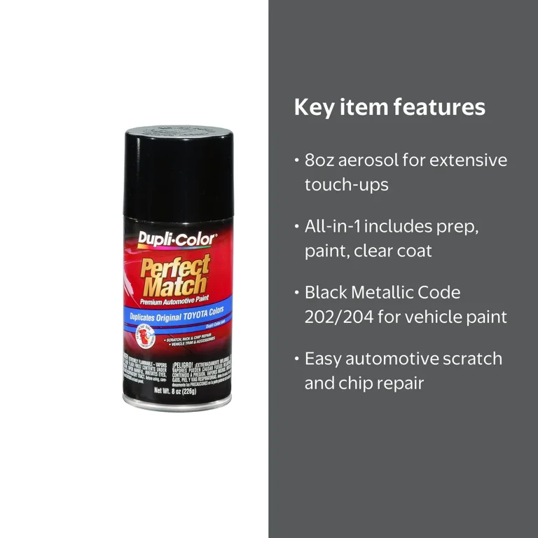 Dupli Color, Automotive Paint, BTY1566 Black Metallic 8oz Aerosol