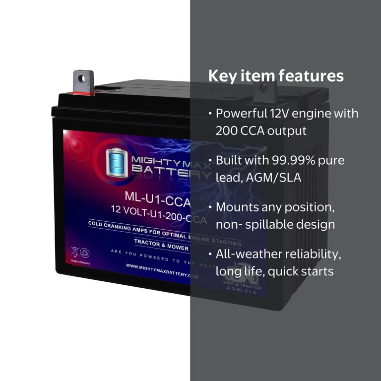 Mighty Max Battery ML-U1 200CCA for John Deere L120 22 HP Lawn