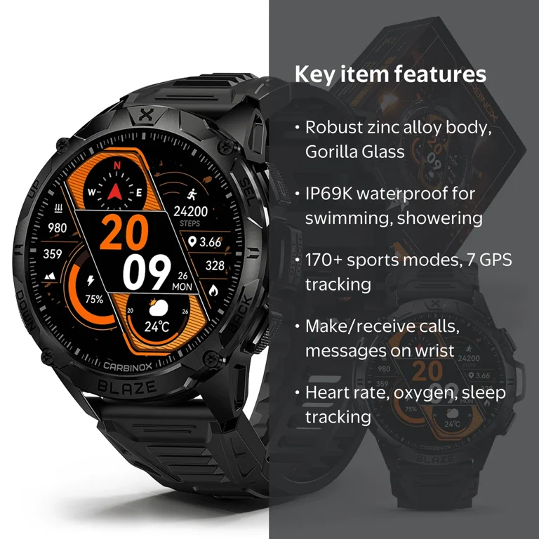 カルボ Free Shipping! Carbinox Blaze Smart Watch with GPS, Waterproof