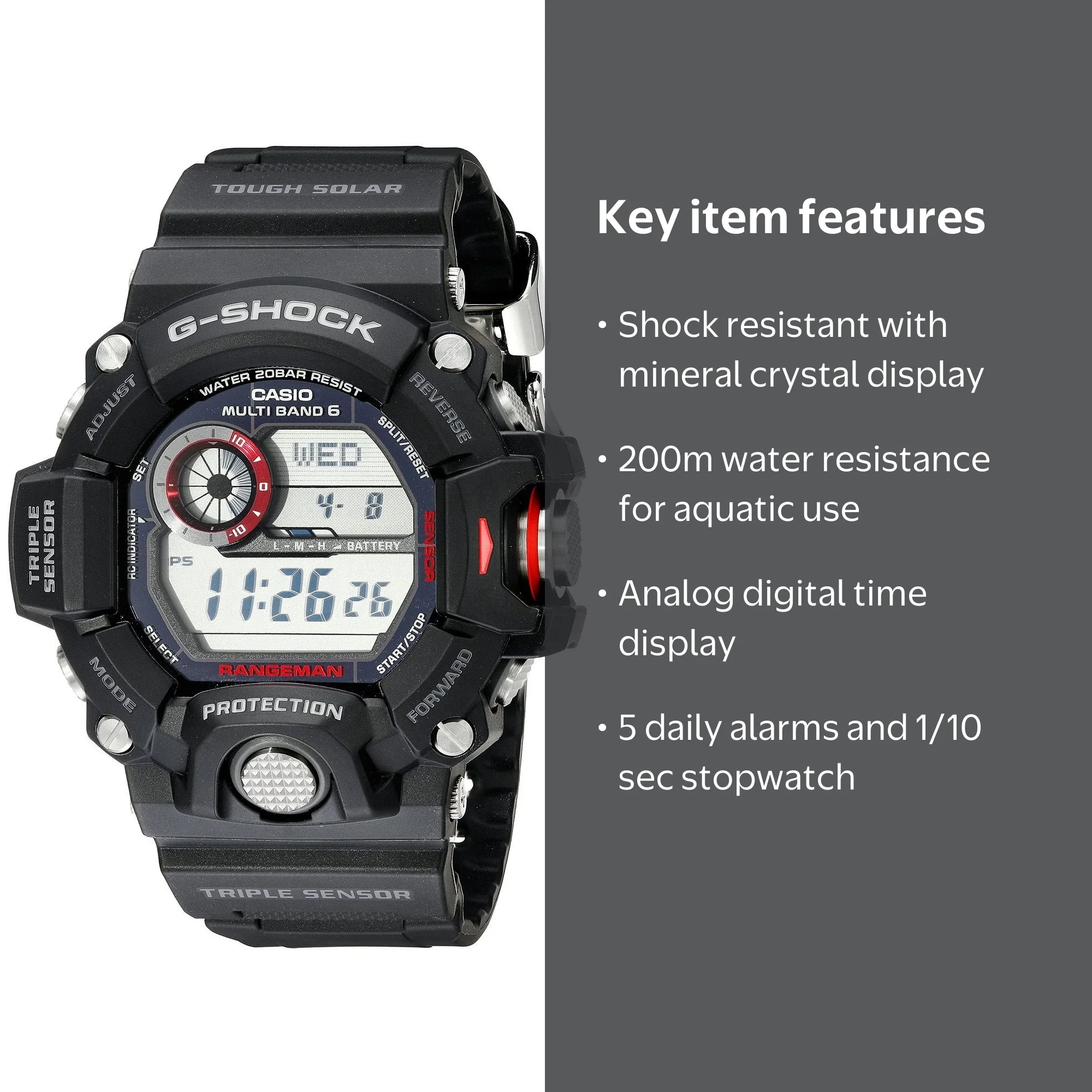 Casio Rangeman GSHOCK GW9400-1 AS MB6 Triple Sensor Water