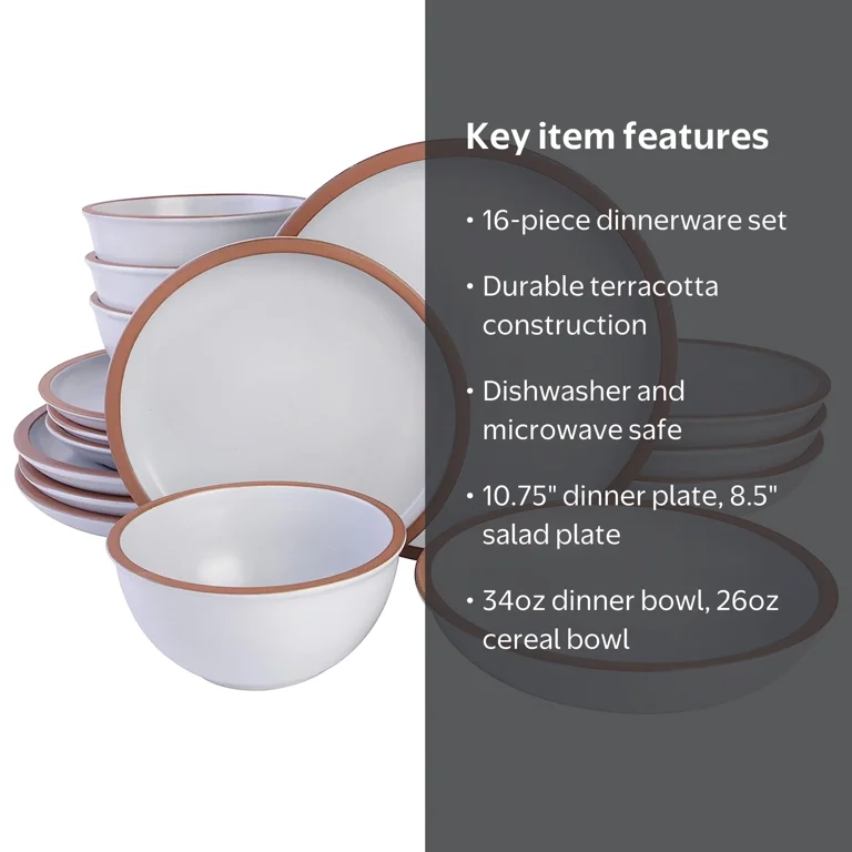 Free Shipping! Soho Lounge Lagos 16 Piece Terracotta Double Bowl
