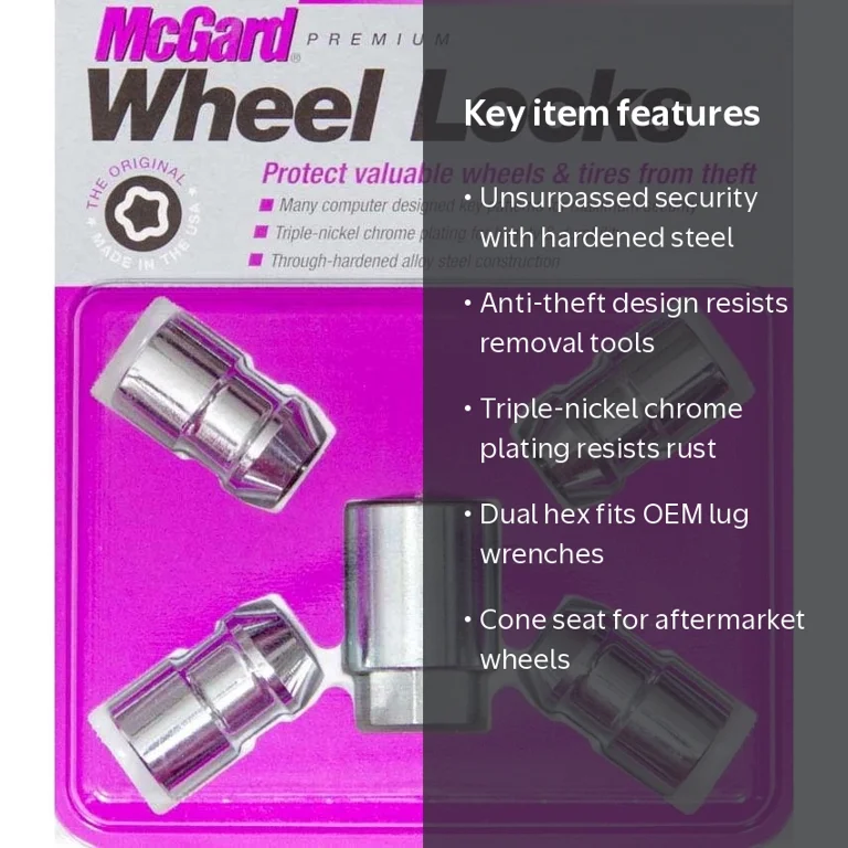 McGard Chrome Wheel Locks, M12 x 1.5, Set of 4 + 1 Key for 2021