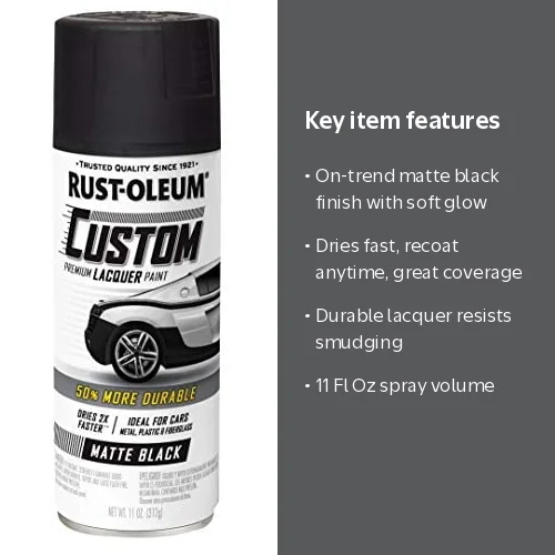 Rust-Oleum 332289 Car Trim Premium Custom Lacquer Spray, 11 Oz