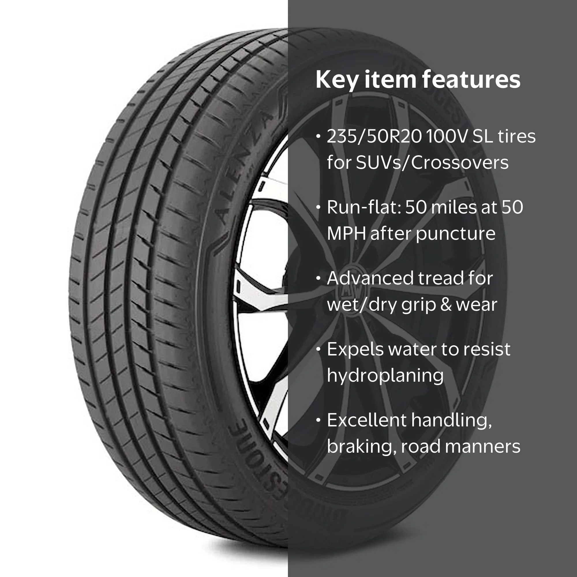 Bridgestone Alenza 001 RFT UHP Summer 235/50R20 100V Passenger