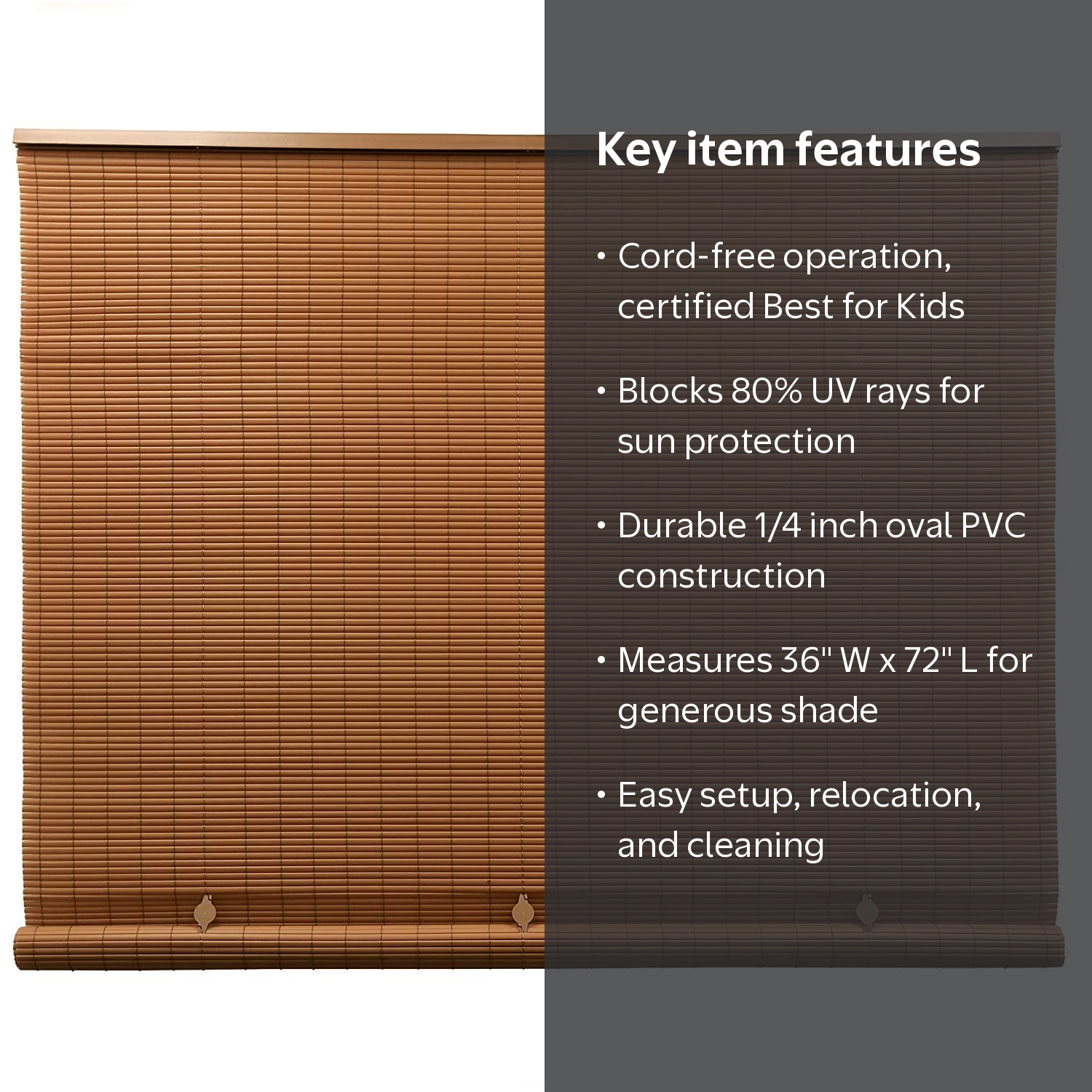 Lewis Hyman Cordless Bamboo Roll Up Window Shade, Exterior Outdoor