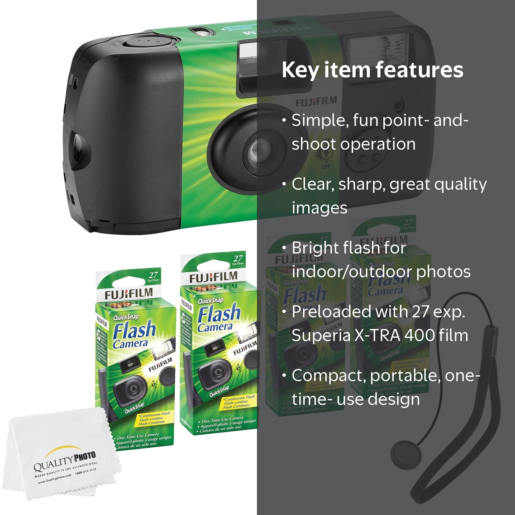 Fujifilm Quicksnap Flash 400 Disposable 35mm Camera Pack with