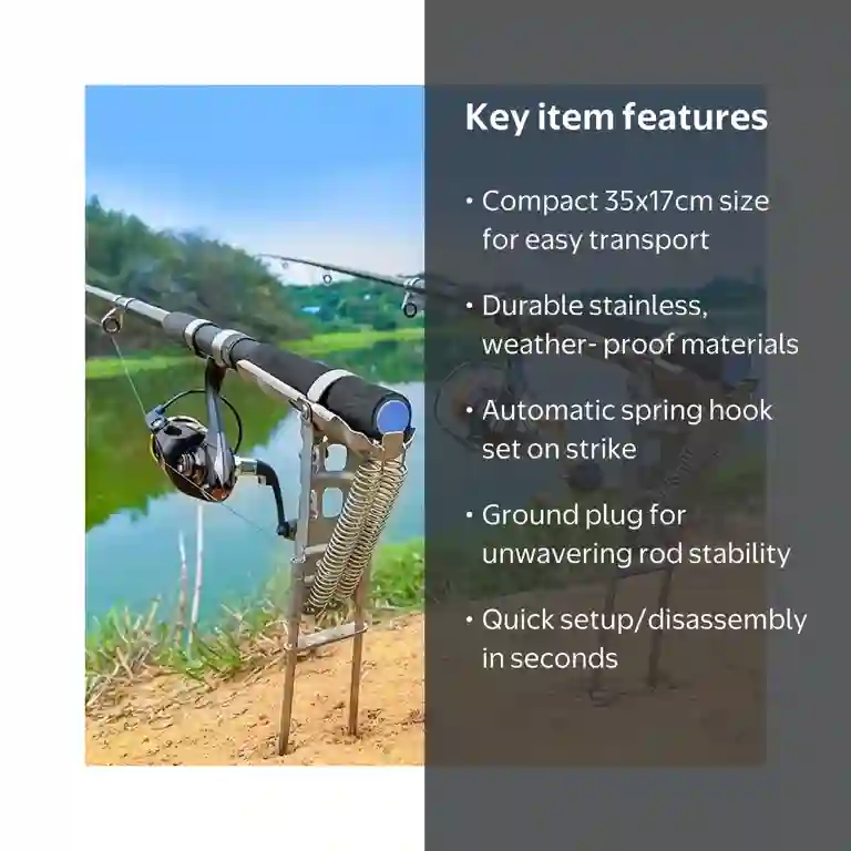 auto fishing pole carrier Spring-Loaded Automatic Rod Holder Stainless Steel, High-Sen Fishcampvietnam With a universal mounting system Automatic Spring Fishing Rod Holder,Spring