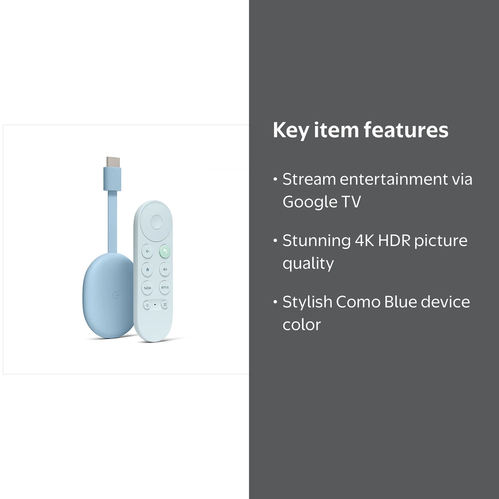 Google Chromecast - 4K HDR Streaming Device with Google TV - Sky