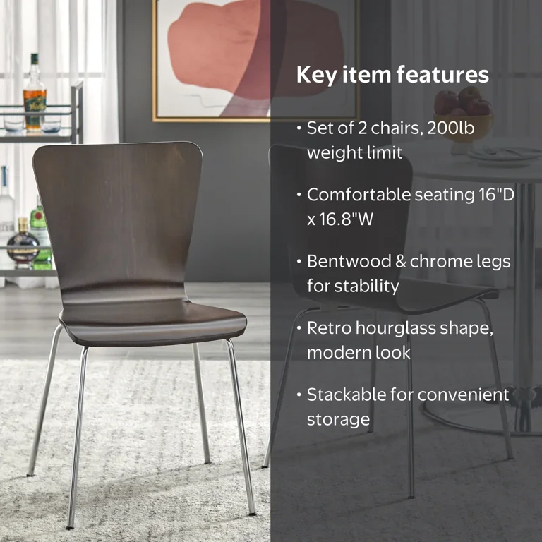 ダイニングチェア Bentwood chair Pisa Bentwood Chair, Set of 2, Espresso - Walmart.com