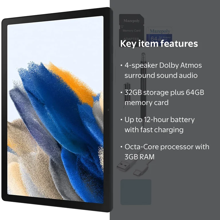 Samsung Galaxy Tab A8 Android Tablet, 10.5'' LCD, 32GB Storage