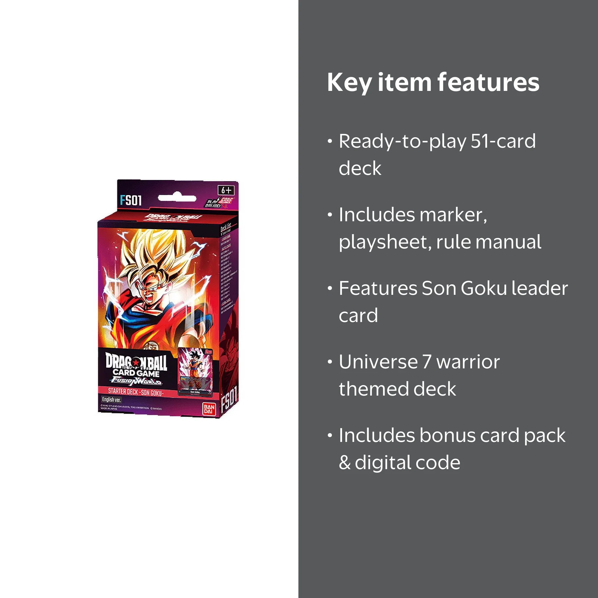 BANDAI HOBBY, Card Pack, FS01, Fusion World Starter Deck Son Goku