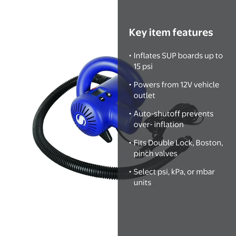 セビラー12v15psi電動ポンプ Sevylor, SUP and Water Sport Electric Pump, 12V, 15 PSI - Walmart.com