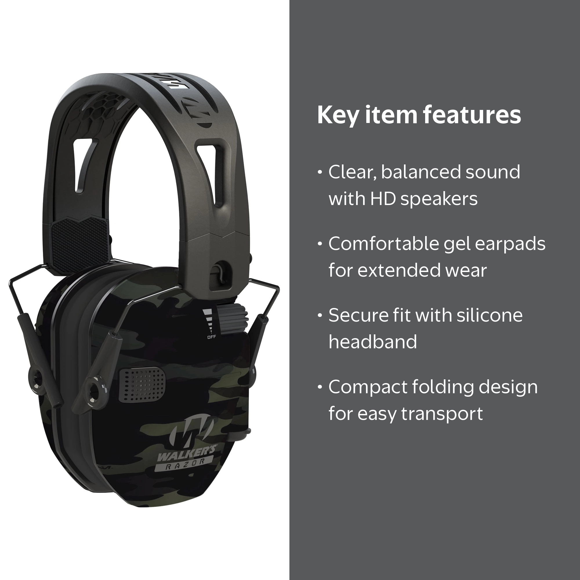 Walkers Razor Tacti-Grip with Rubber Headband, Multicam Gray Camo