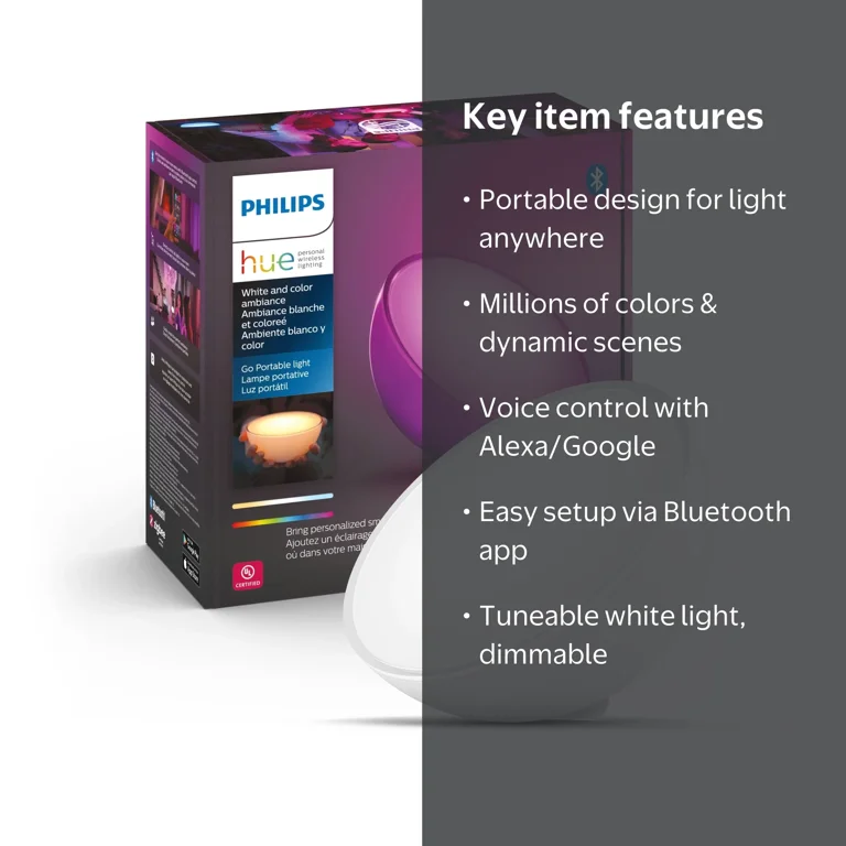 Philips Hue, Portable Light, White, Wireless, Smart, Mood-Setting