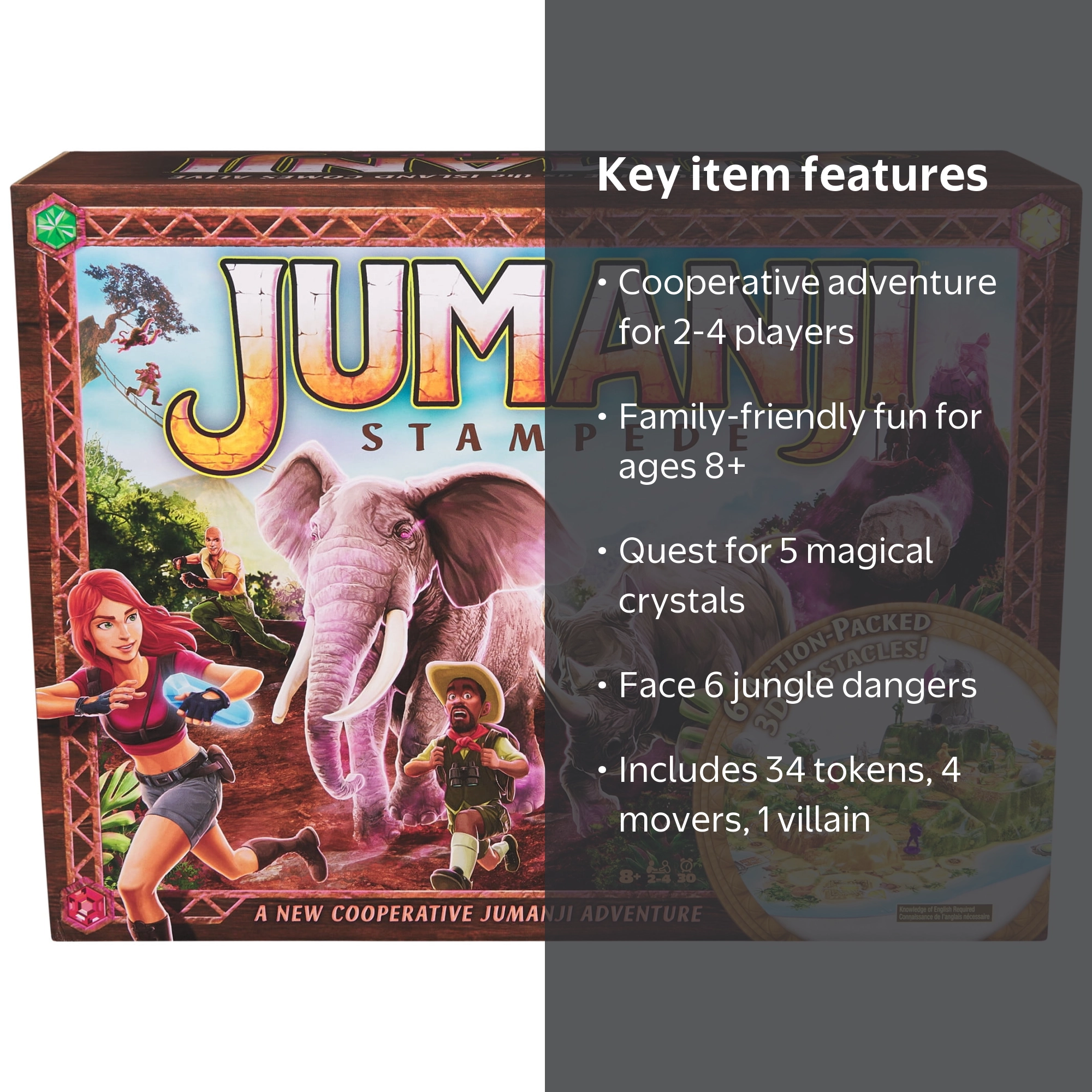 Spin Master Games, Jumanji Stampede Cooperative Board Game, Ages 8