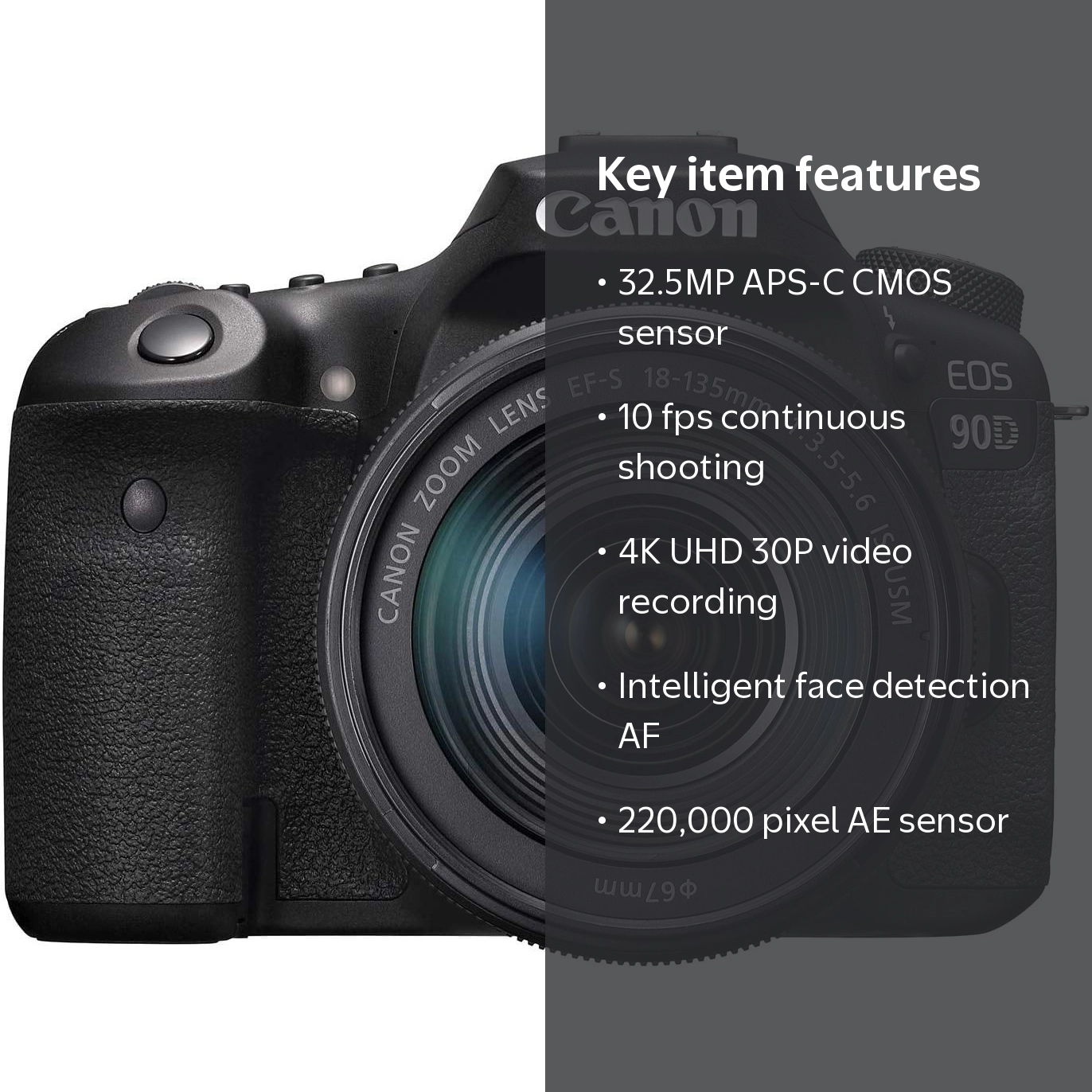 Canon, EOS 90D DSLR Camera, 18-135mm Lens, Black, 32.5MP - Walmart.com