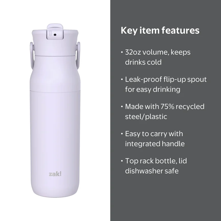 ゆー様　バランスターwz 370袋 白700 Zak Designs Insulated Water Bottle, 32oz Recycled Stainless Steel
