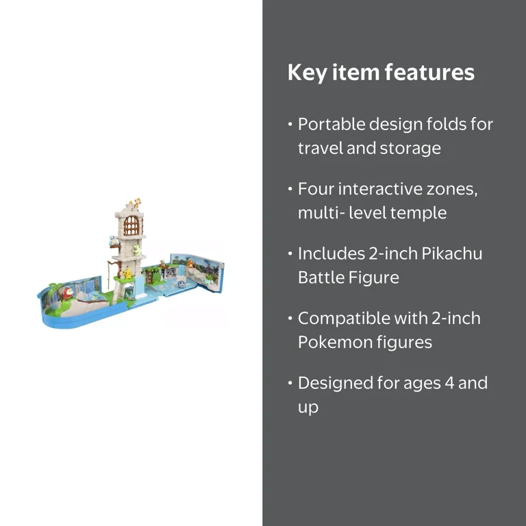 Jazwares Pokemon Battle Ruins Carry Playset, Includes Pikachu