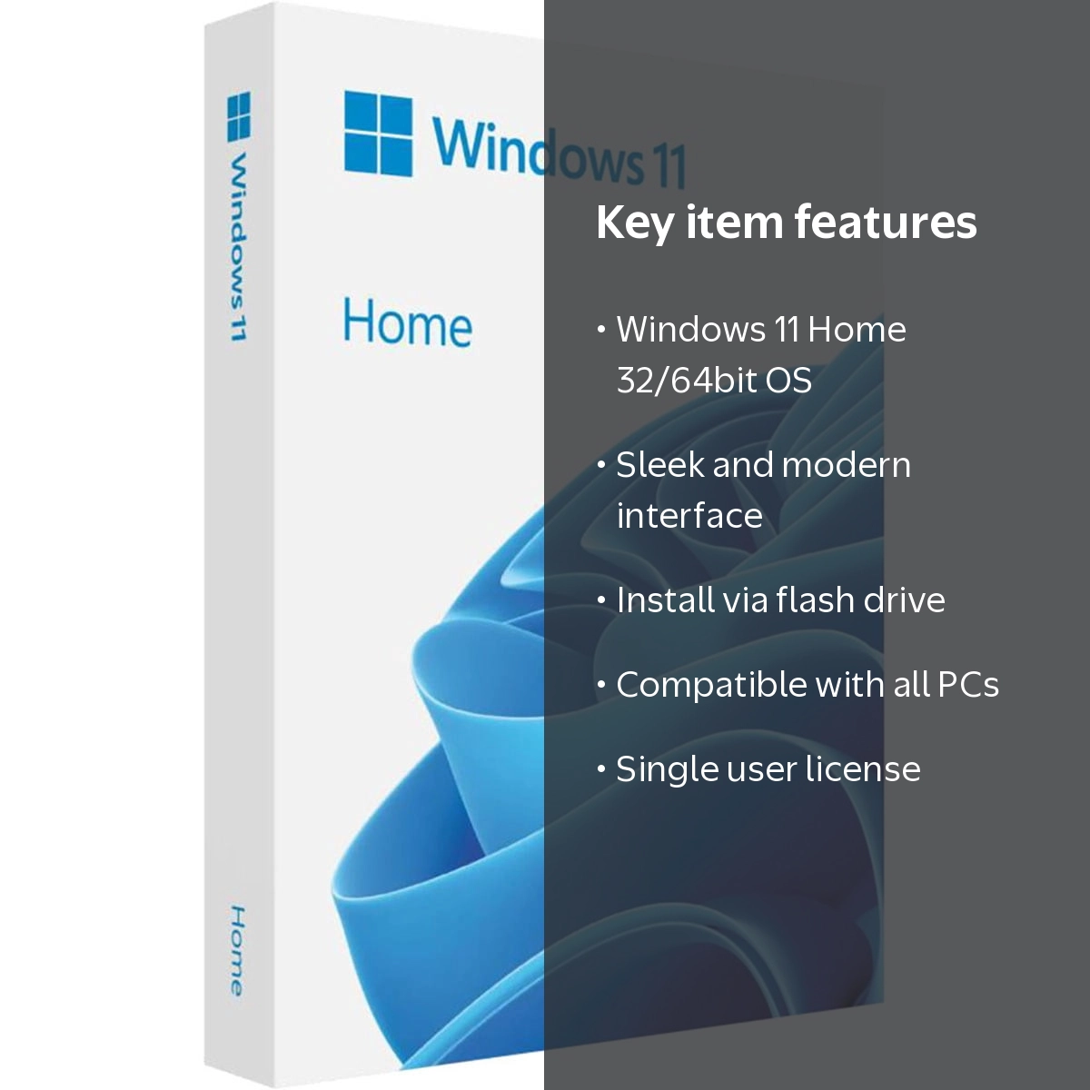 Microsoft Windows 11 Home 32/64-bit, Box Pack, USB Flash Drive