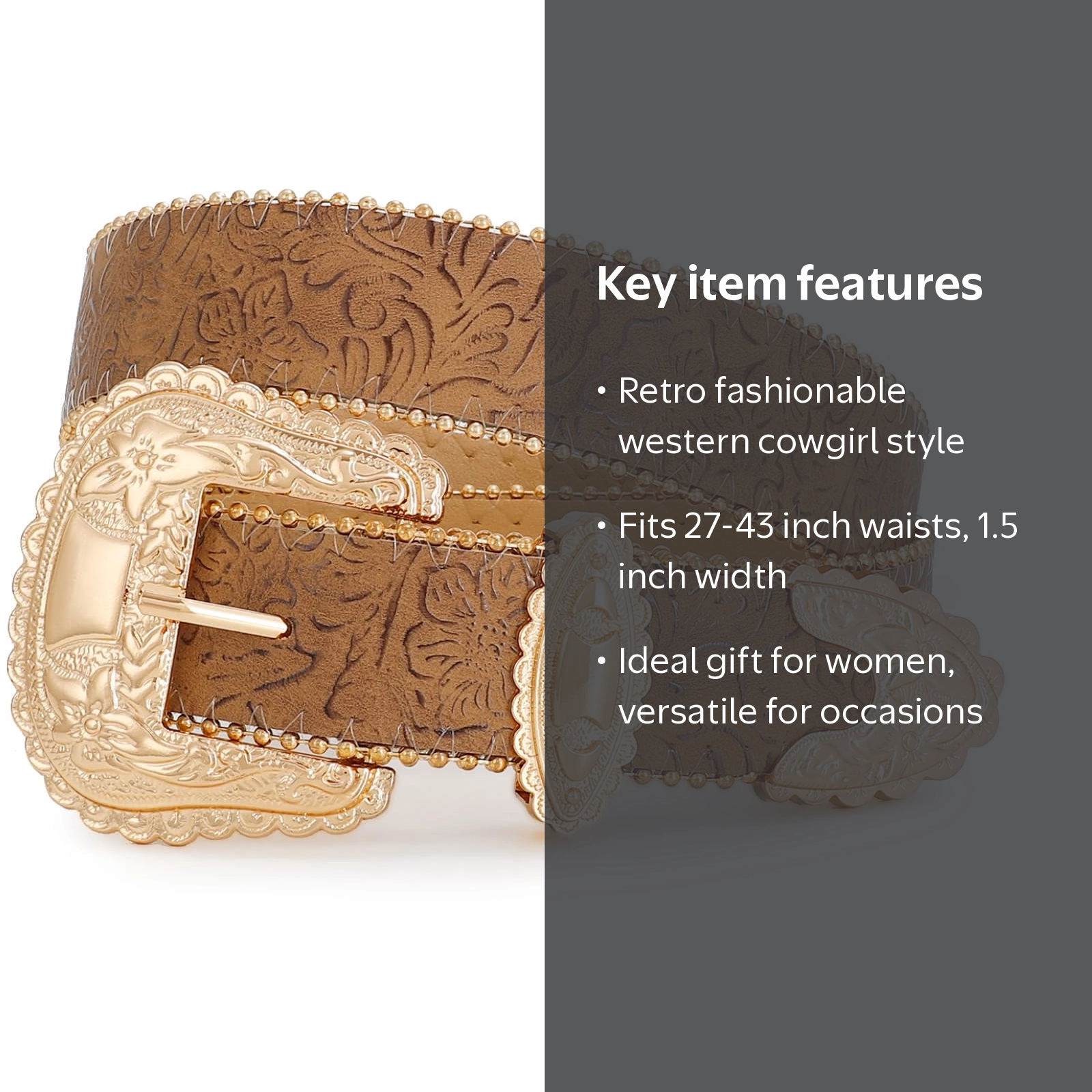 WHIPPY Women Western Belt for Jeans Dresses Cowgirl Cowboy  display picture 1