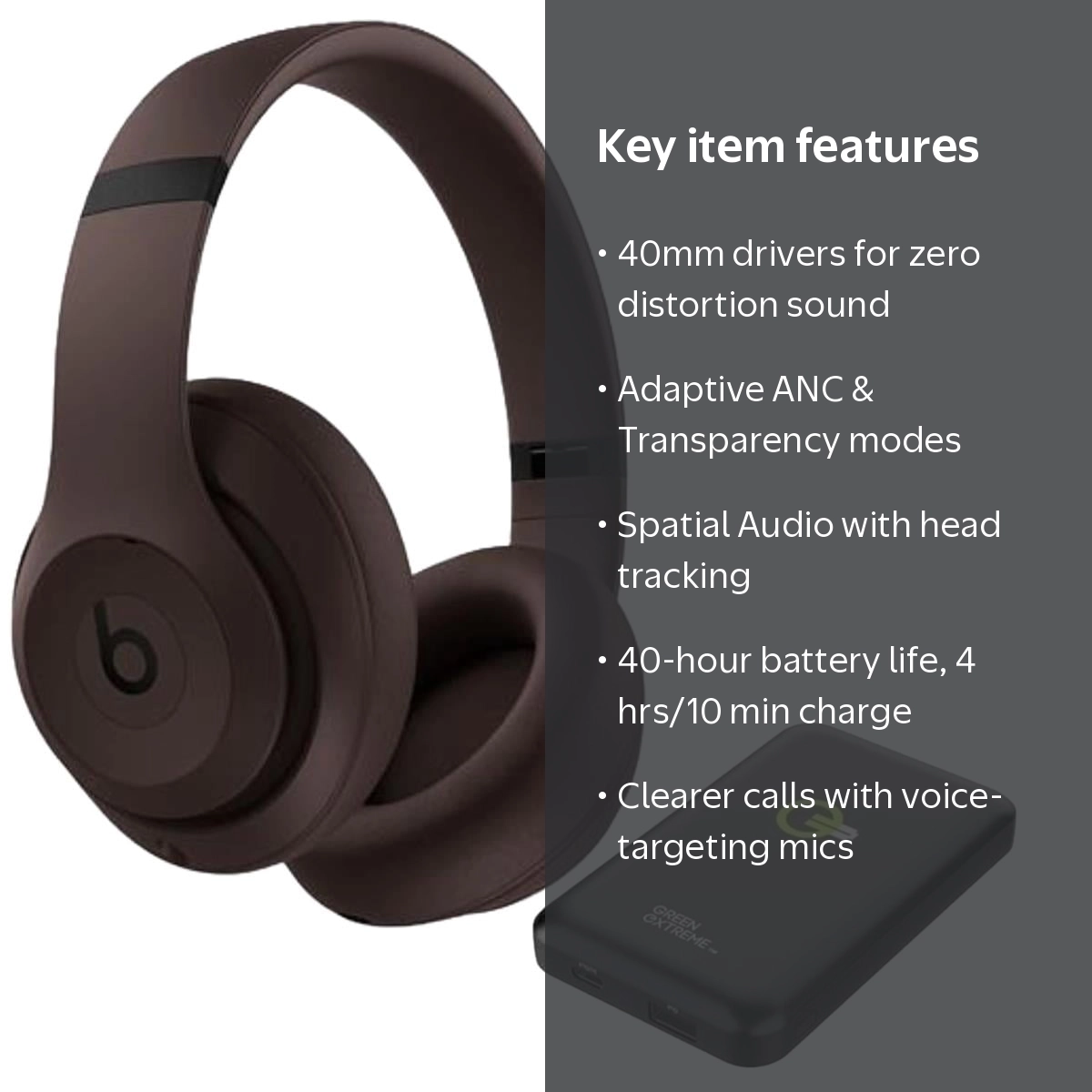 Beats Studio Pro Wireless Headphones, Deep Brown with A03031