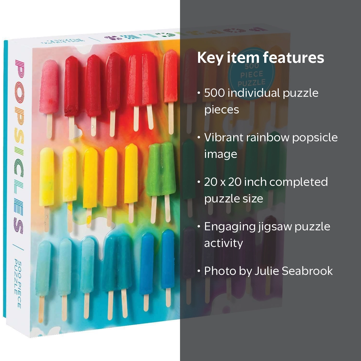 Galison, 500 Piece Jigsaw Puzzle, Rainbow Popsicles, Melting Ice