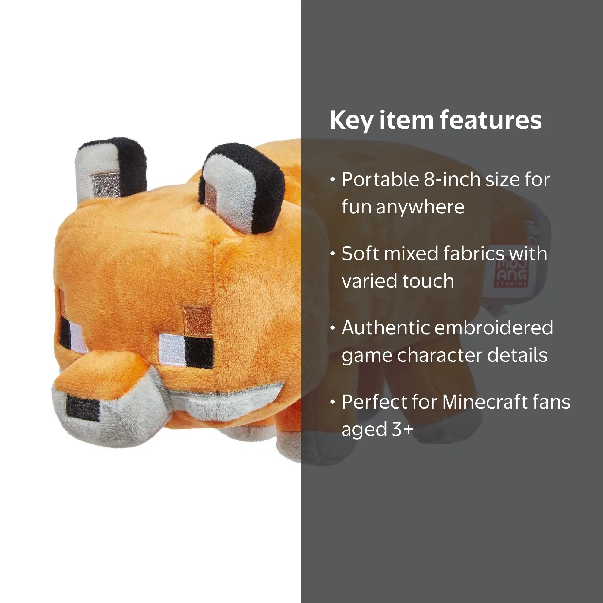 Minecraft, Plush Fox Stuffed Animal, 8 inch, Video Game Character