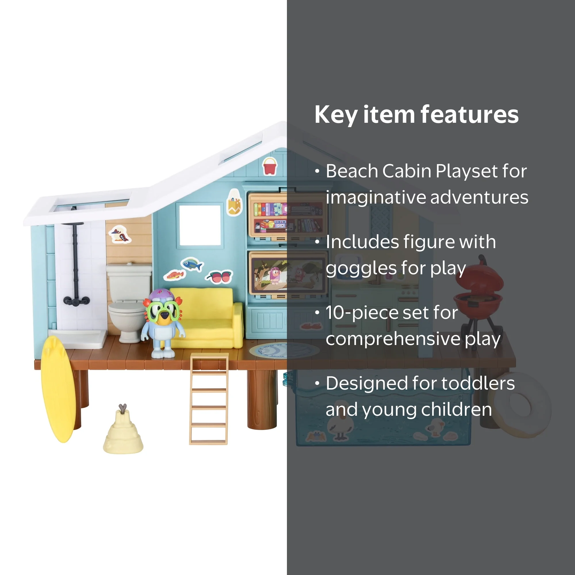 Cabane de Plage de Bluey - BLUEY - Set de jeu avec figurine exclusive et plus de 10 accessoires