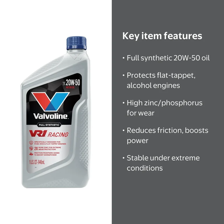 Valvoline, Racing Full Synthetic Motor Oil, 20W-50, 1 QT - Walmart.com