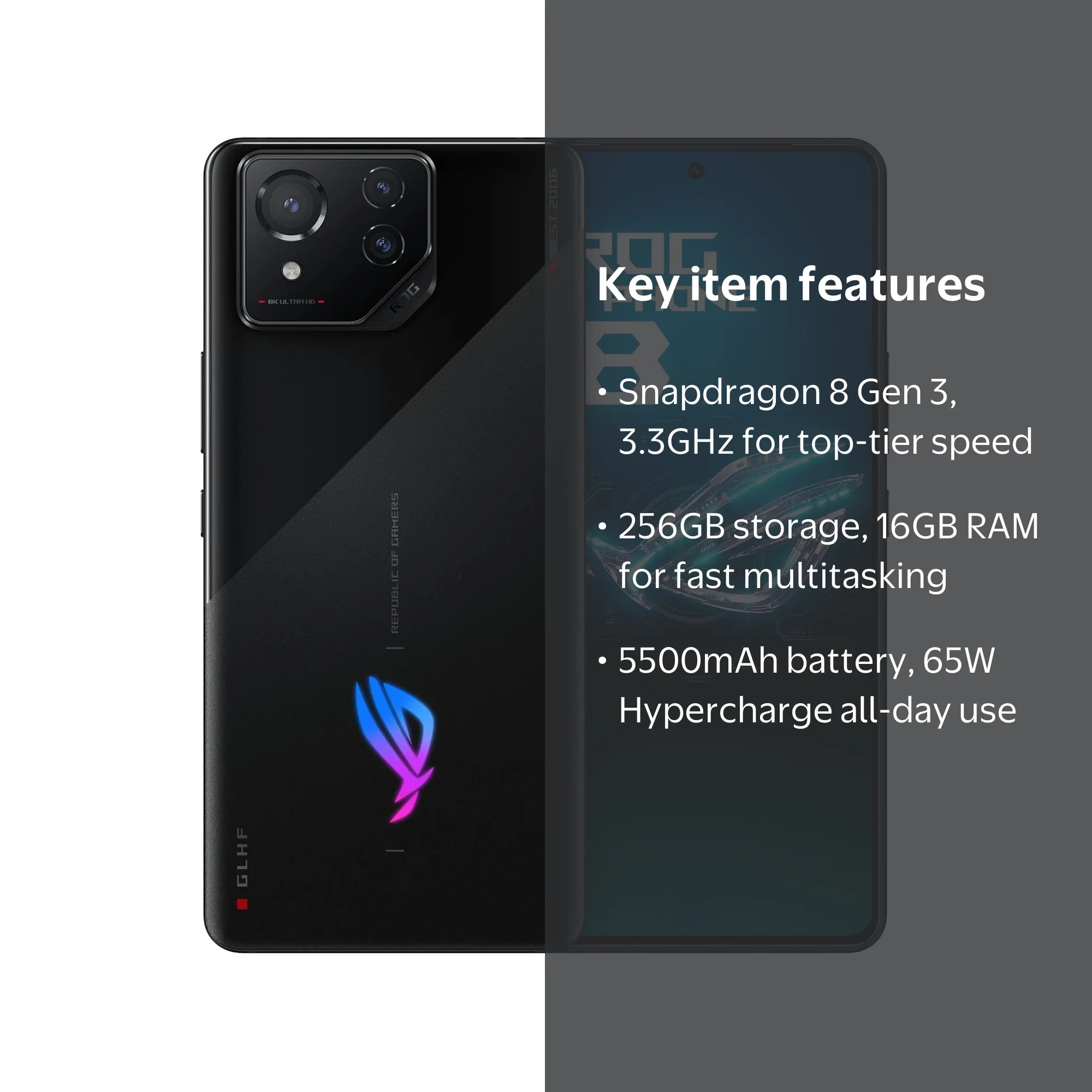 ASUS Gaming ROG Phone 8 Unlocked, US Version, 165Hz 6.78