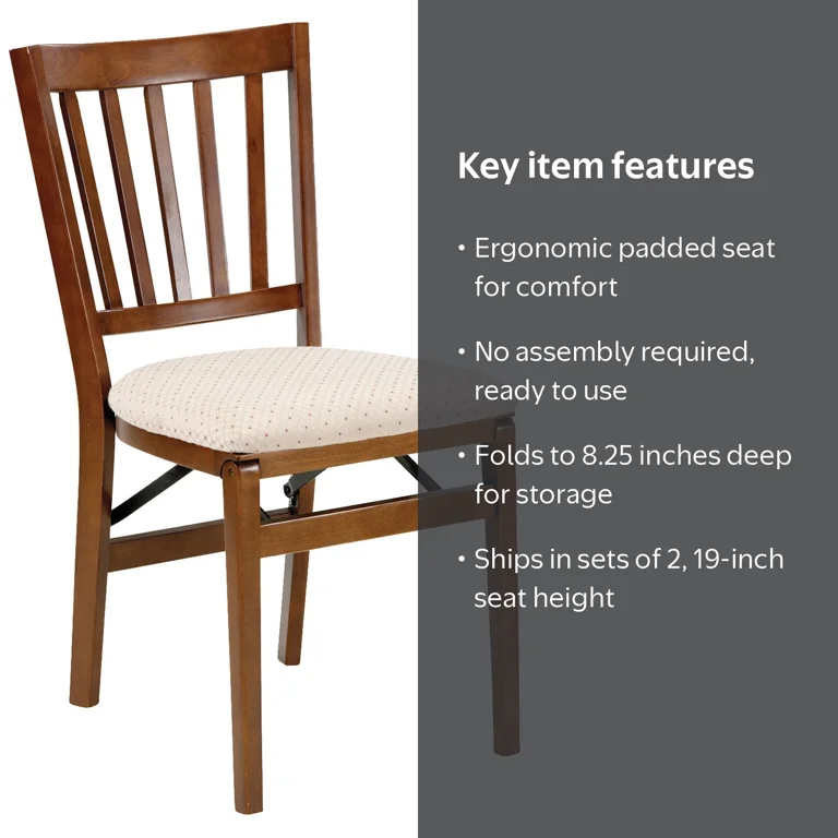 Stakmore School House Folding Hardwood Chair -Fruitwood (2-Pack