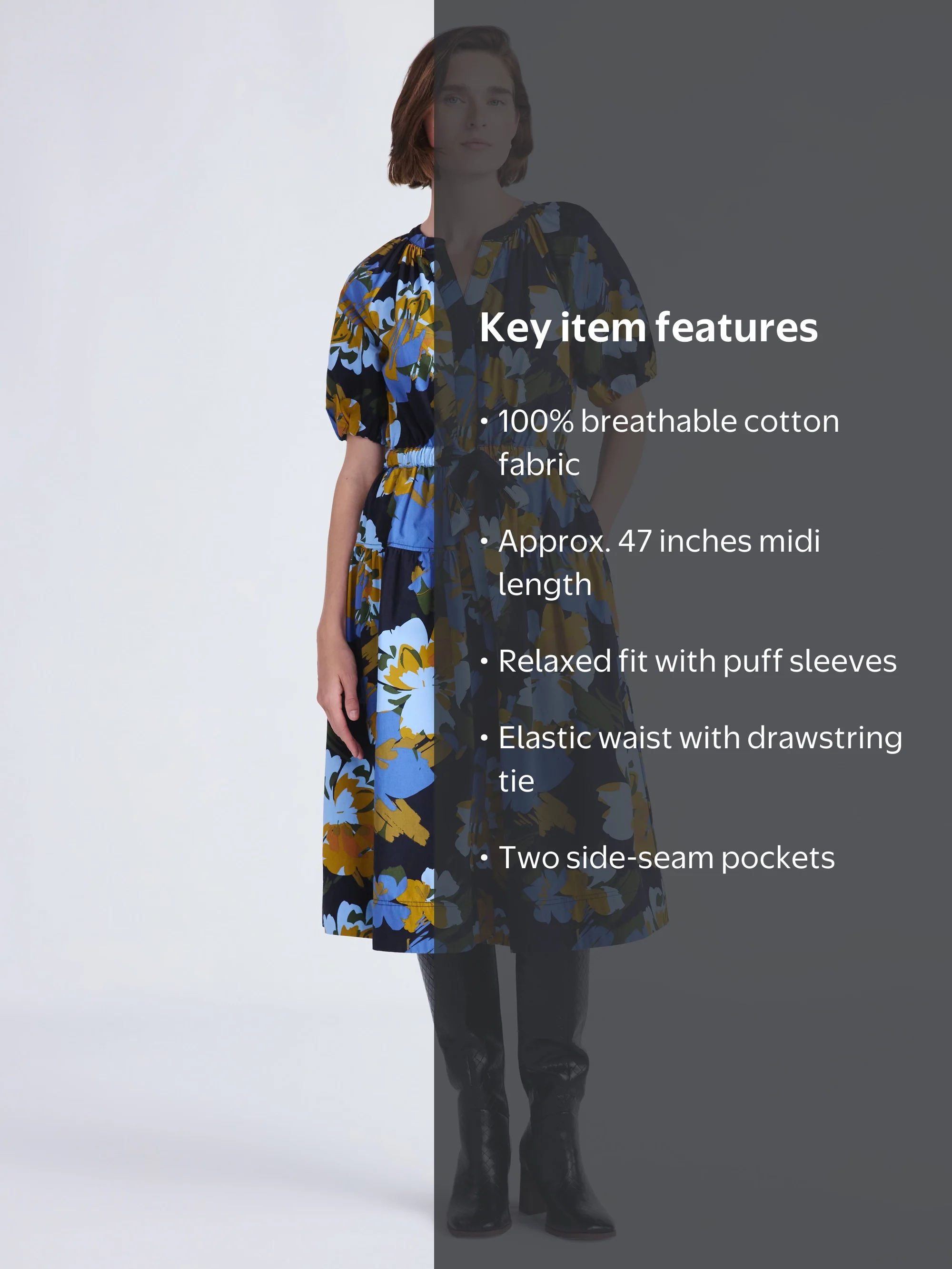 free assembly women's cotton midi dress with puff sleeves reviews Free Assembly Women's and Women's Plus Cotton Midi Dress with Puff Sleeves, Sizes XS-4X