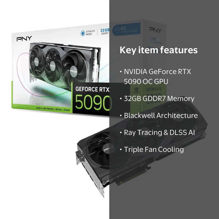 PNY, NVIDIA GeForce RTX™ 5090 OC Graphics Card, 32GB GDDR7, Triple