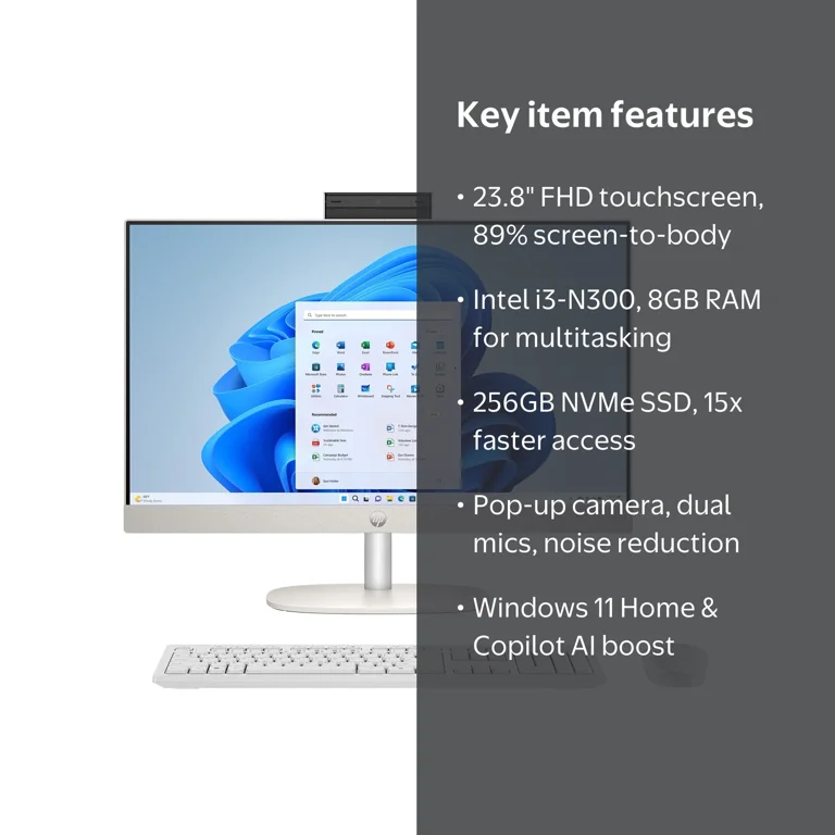 Open Box HP 23.8 inch All-in-One Desktop PC FHD Touchscreen Intel