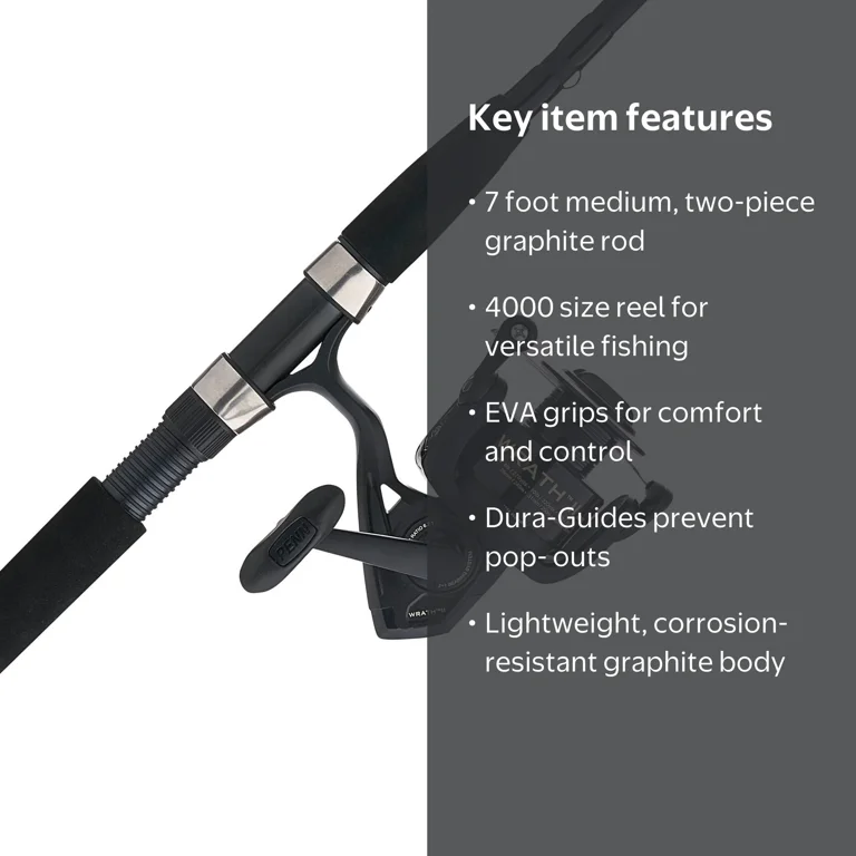 PENN Wrath II Spinning Fishing Combo, 7' Medium Rod, 4000 Size