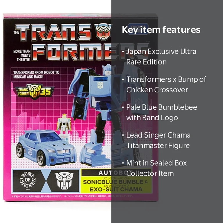 Transformers x Bump of Chicken Sonic Blue Bumble & Exo-suit Chama