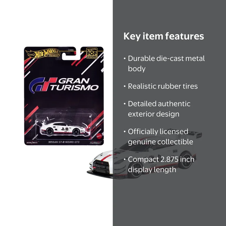 Hot Wheels Diecast Nissan GT-R Nismo GT3 #23 White Gran Turismo