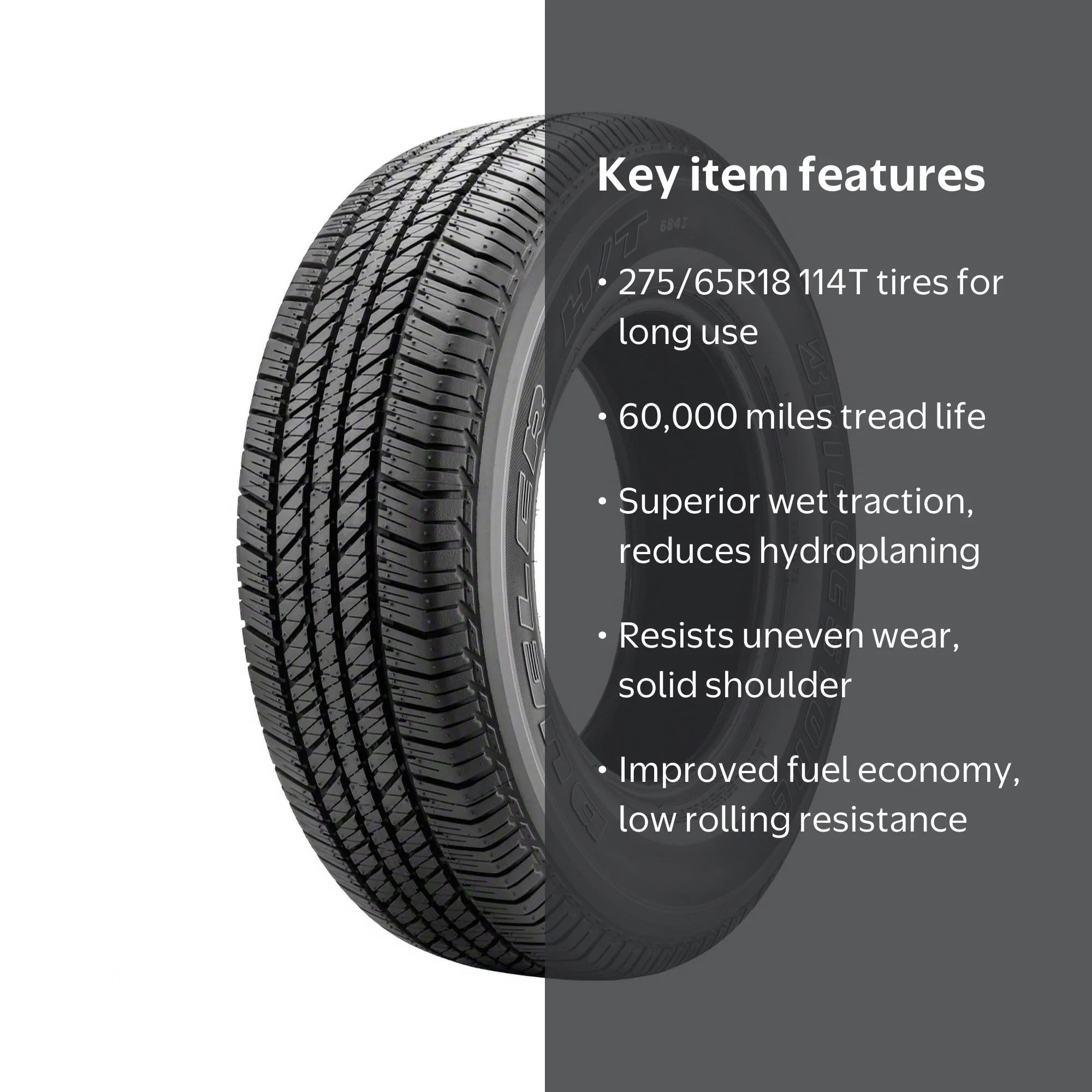 Bridgestone Dueler H/T 684 II 275/65R18 114 T Tire - Walmart.com