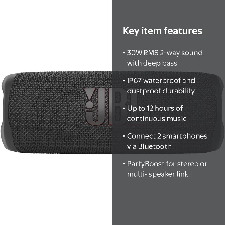 JBL Restored Flip 6 Waterproof Portable Bluetooth Speaker Black