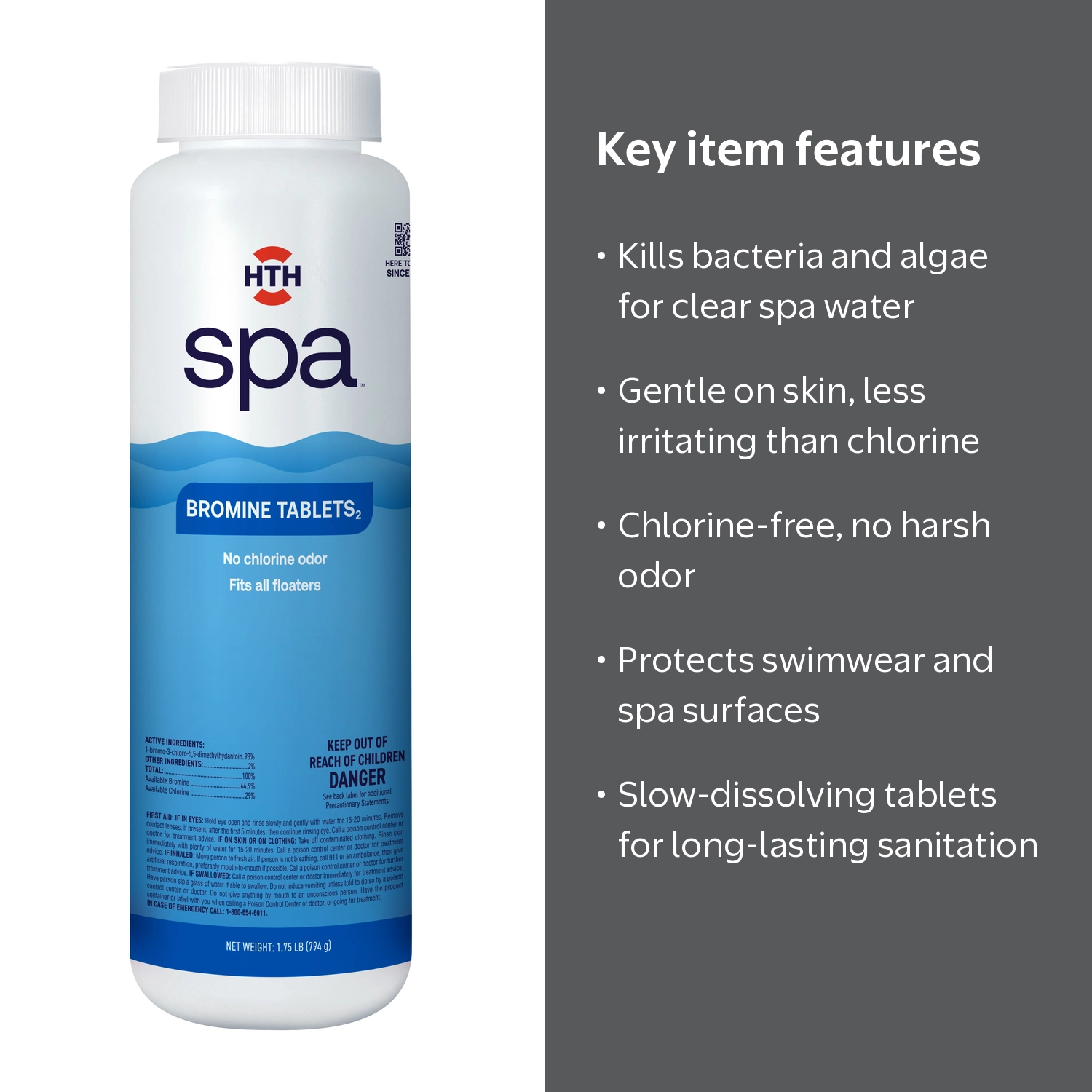 HTH, Spa Care Bromine Tablets, 1.75 lbs, Fits All Floaters