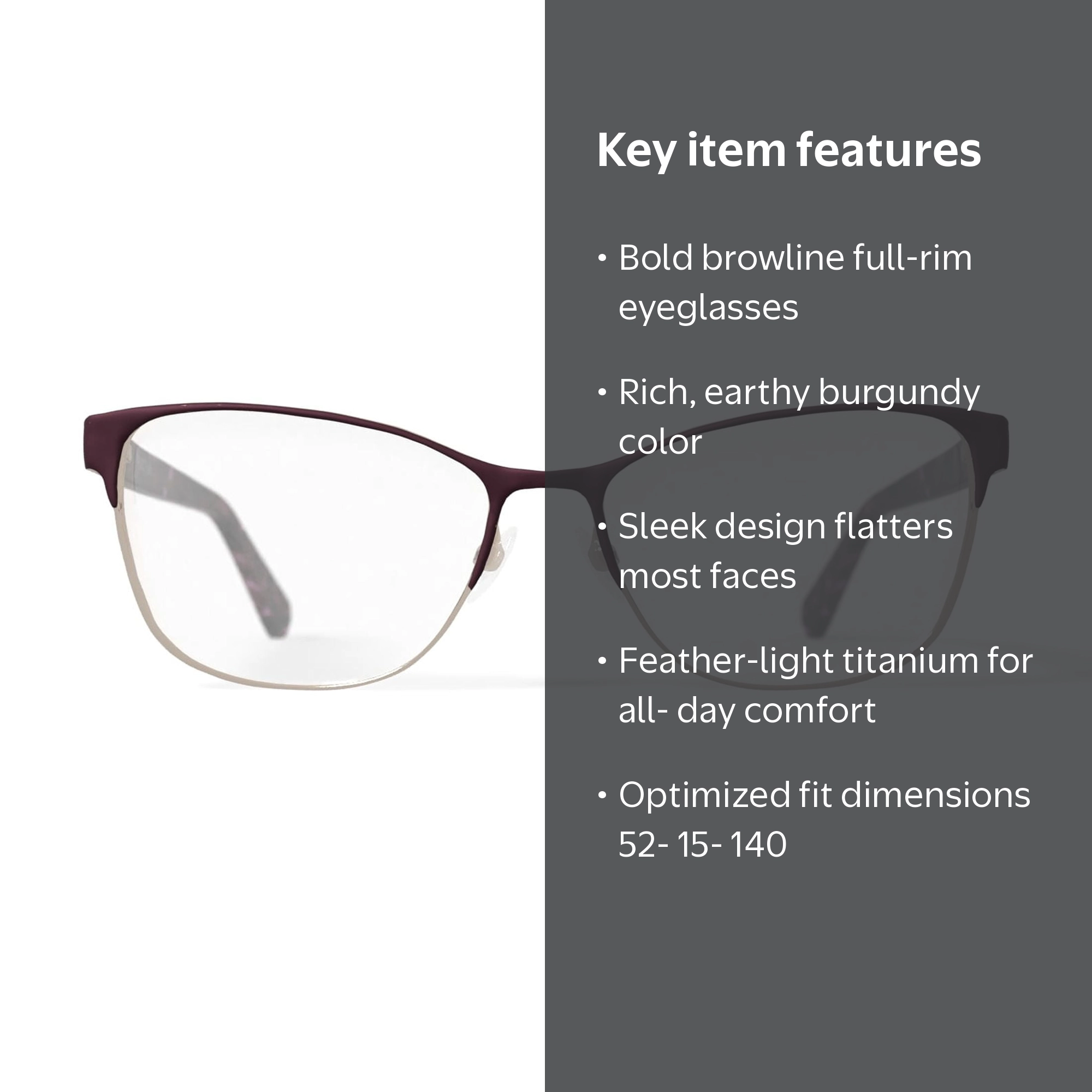 Kenneth Cole Women's KC0959-1 Browline Prescription Eyeglasses